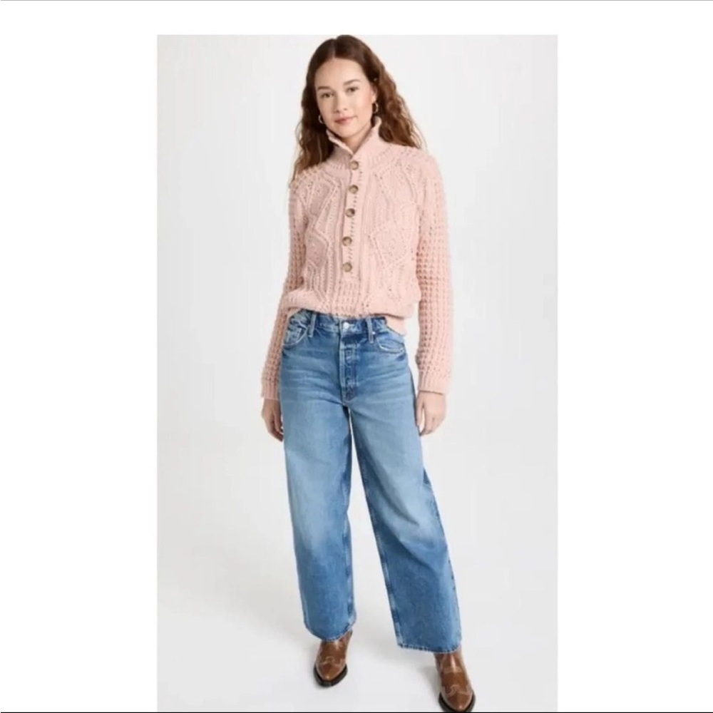 THE GREAT The Cozy Cable Pullover Sweater in Pale Blush Size 0